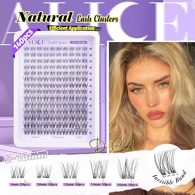 Wispy Lash Clusters Invisible Band Natural Lash Extensions Waterproof 8-16mm Cluster Eyelash Extension D Curl DIY Individual Cluster Lashes by ALICE