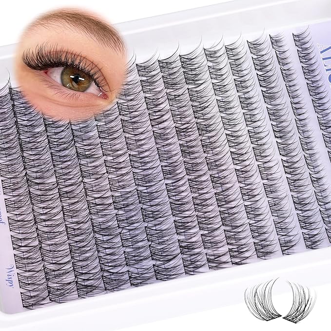 Natural Lash Clusters Wispy Cluster Eyelash Extensions 168pcs Individual Lashes 8-16mm C-Curly DIY Lash Extension Natural Look Soft Thin Band Cluster Lashes by ALICE