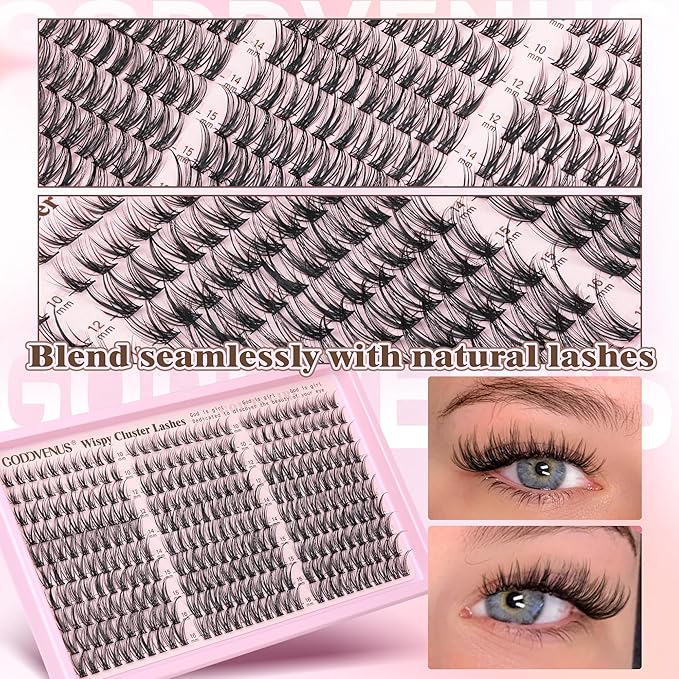 Eyelash Clusters Wispy Lash Clusters Natural 300pcs Lashes Clusters 10-16mm DIY Cluster Eyelash Extensions C Curl Individual Lashes Cluster Eyelashes Clusters for DIY Lash Extension