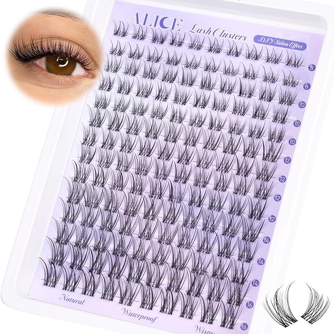 Lash Clusters Natural Lash Extensions Invisible Band Waterproof 8-16mm Cluster Eyelash Extensions Wispy Eyelash Clusters Individual Lashes Cluster Lashes by ALICE
