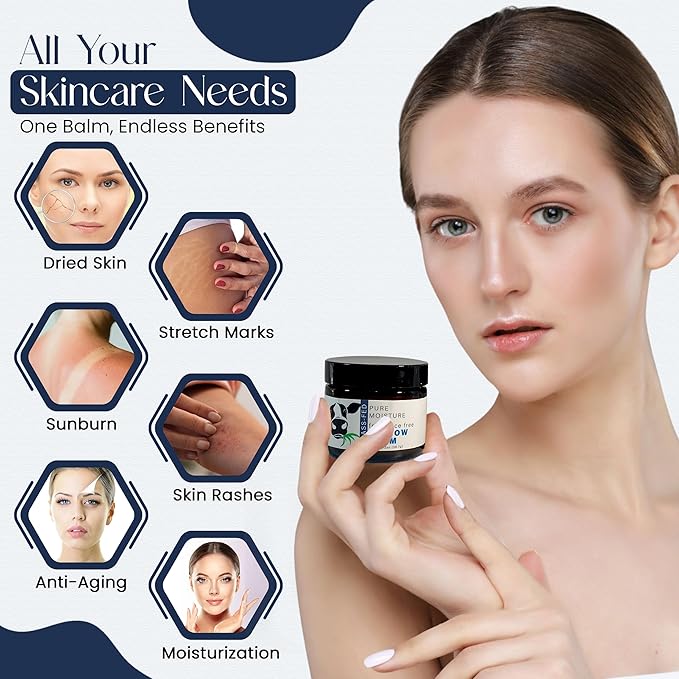Grass Fed Beef Tallow for Skin – Tallow Face Moisturizer – Beef Tallow for Face Balm – Tallow Skin Care – Grass Fed Beef Tallow Moisturizer – Organic Beef Tallow for Skin and Face (FF)