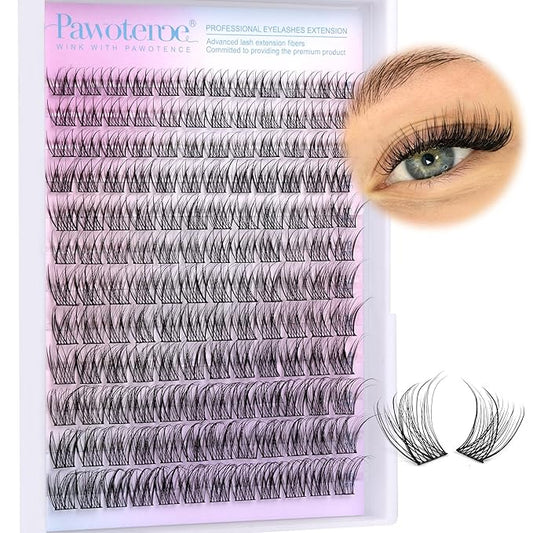 Pawotence Wispy Lash Clusters Natural Cluster Lashes Extension DIY Natural Eyelash Clusters Extension 10-16mm Individual Lashes False Eyelashes Wispy Soft Cluster Eyelash Extensions