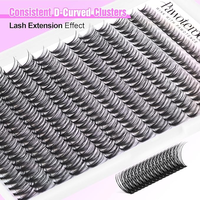 Pawotence Lash Clusters Natural 30D Cluster Eyelash Extensions 8-15mm Individual Lashes Cluster Wispy 280pcs Eyelash Clusters Lash Extension for Self Application (30D, 0.07D, 8-15mm)