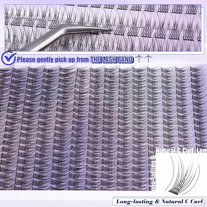Natural Lash Clusters Wispy Lash Extensions Short 10-14mm DIY Cluster Eyelash Extension C-Curly 280pcs Soft Thin Band Individual Lashes by ALICE
