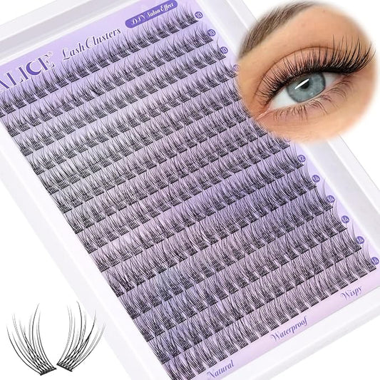 Natural Lash Clusters Wispy Lash Extensions Short 10-14mm DIY Cluster Eyelash Extension C-Curly 280pcs Soft Thin Band Individual Lashes by ALICE