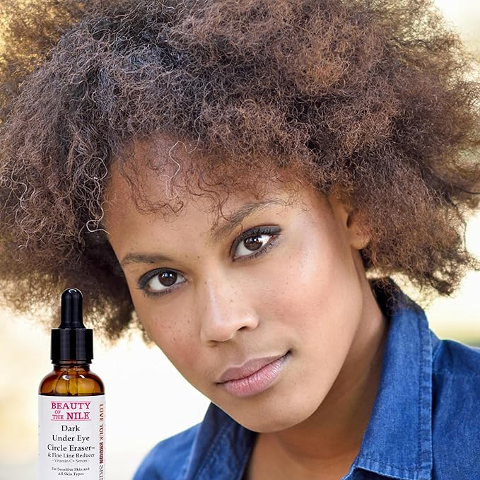 Dark Under Eye Circle Eraser™ Vitamin C+ Serum for Skin-of-Color, Dark Circle Puffiness Wrinkle Hyaluronic Acid Superoxide D, Beauty of the Nile® 1 Oz